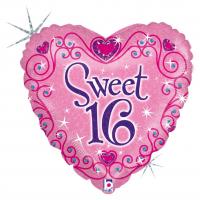 1 Folienballon Herz "Sweet 16" 